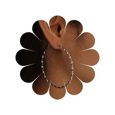 Vintage Twisted Circle Earrings Silver Circle Hoop Earrings Large Circle Dangle