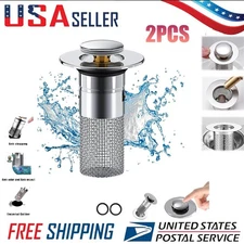 2x Bathroom Sink Stopper Hair Catcher Bathroom Pop Up Sink Strainer Drain Filter