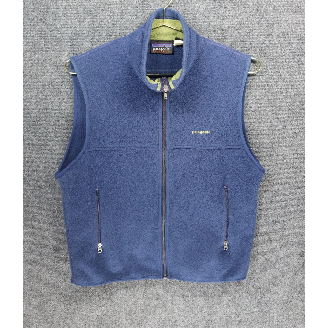 Vintage Patagonia Synchilla Vest Men Medium Blue Fall 2009 Full Zip Mock Neck
