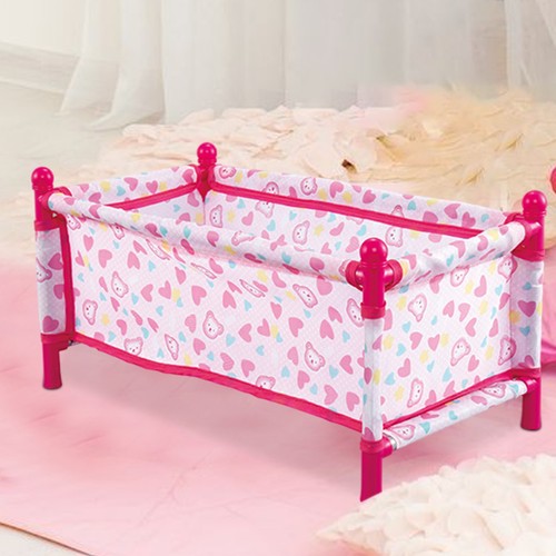 Pretend Play Toy Kids Doll Bed Pink Girls Toy Baby Doll Accessory Mini Doll Crib - Picture 7 of 12