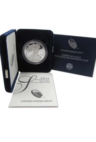United States Mint American Eagle 2014 1 oz Silver Proof Coin. Uncirculated COA