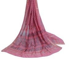 Sushila Vintage Pink Indian Dupatta 100 Pure Cotton Printed Long Stole Hijab
