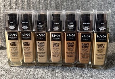 (2) NYX PROFESSIONAL MAKEUP Can't Stop Won't Stop Foundation, 24h, Matte,