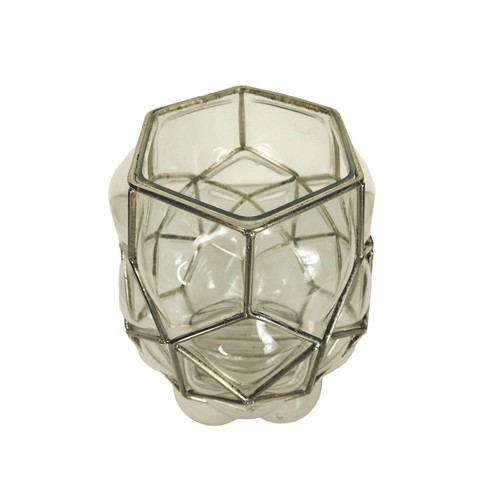 Lanterna portacandele vintage anni 30 art deco gabbia vetro soffiato a bolle vaso - Foto 12 di 12