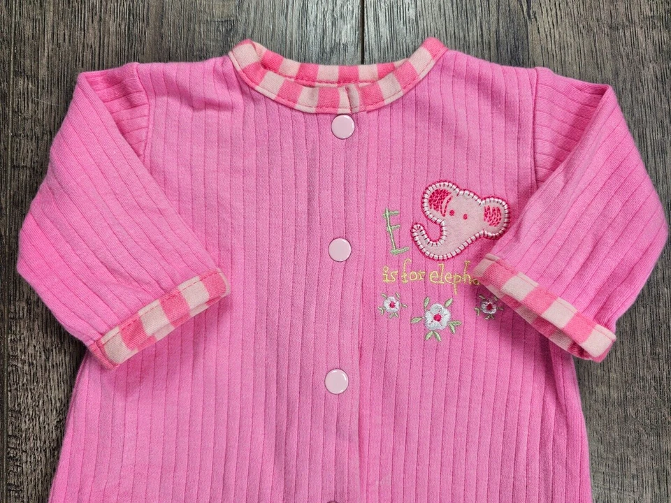 Ropa de bebé niña bebé prematuro 2 piezas rosa con patas de elefante conjunto y sombrero Foto 2 de 4
