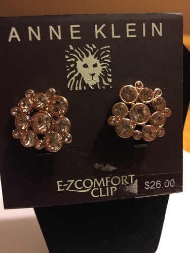 $26 Anne Klein Rose Gold Tone Clip Cluster Earrings #99 - Picture 5 of 6