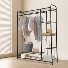 Freestanding Clothing Garment Rack Rolling Clothes Organizer Wardrobe Closet