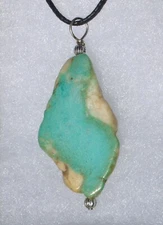 Genuine Turquoise Free Form Stone Crystal Pendant Necklace
