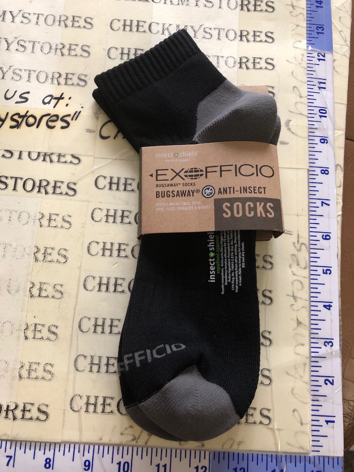 NEW EXOFFICIO BugsAway Anit-Insect Cool Crew Socks SZ M/L WMNS 7-10//MENS 7-10