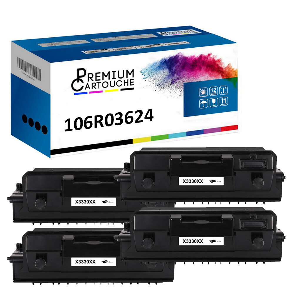 Toner 106R03624 noir x4 haute capacité pour des impressions laser nettes et fluides