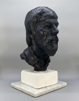 um 1950 AUFFÄLLIGE EBONISIERTE BÜSTE SKULPTUR KERAMIK TON STATUE MID CENTURY VINTAGE