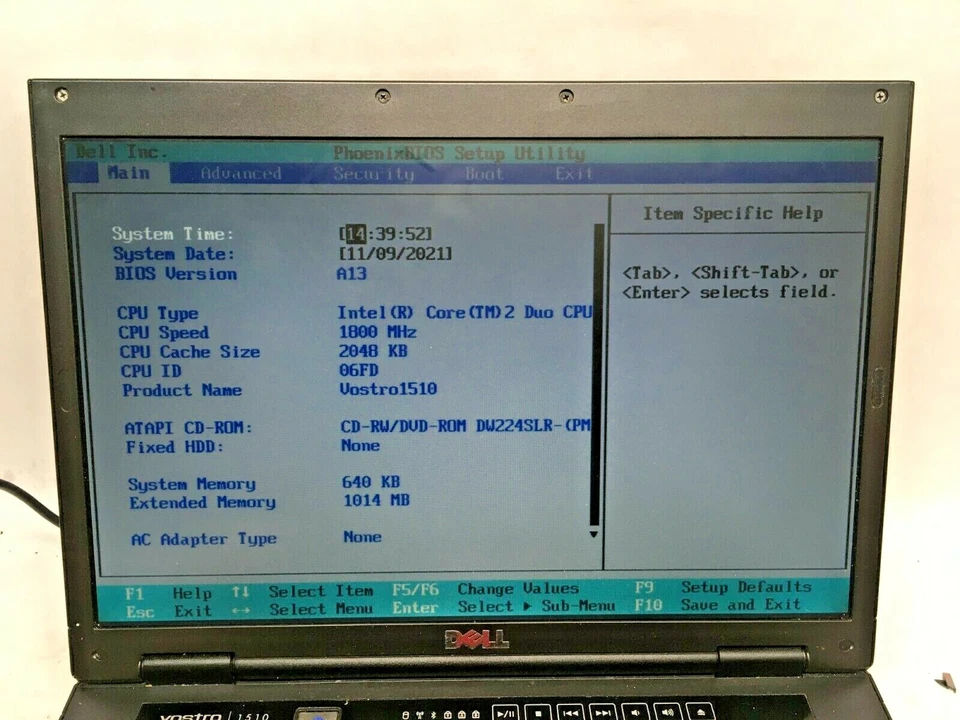 Dell Vostro 1510 Laptop Boots to BIOS NO HDD/RAM/Charger JR - Image 2 of 4