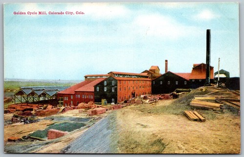 Colorado City Colorado c1910 Postkarte Goldene Fahrradmühle Bergbau
