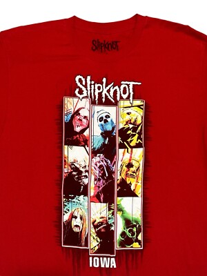 Slipknot Iowa Panel Group Masks Nu Metal Band 2021 Red T-shirt