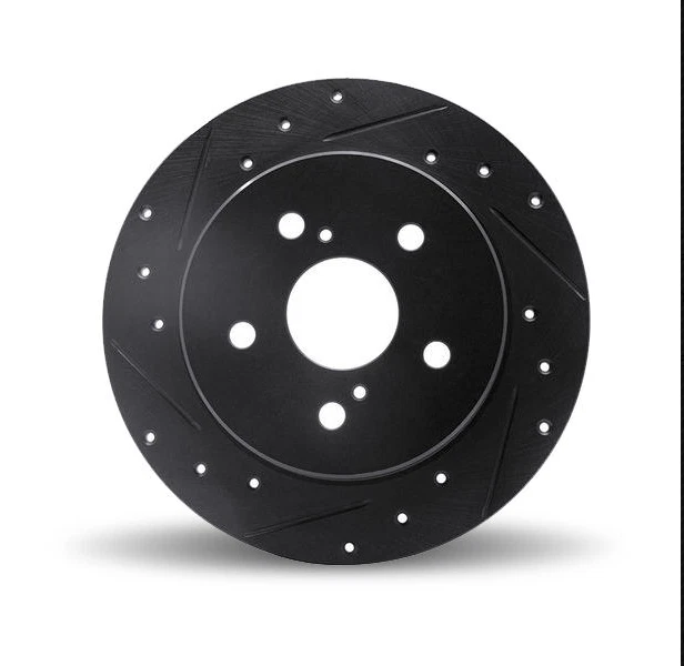 Rotores de freio traseiros pretos perfurados e entalhados DFC esquerda e direita para 2001-2006 BMW M3 - Imagem 3 de 4