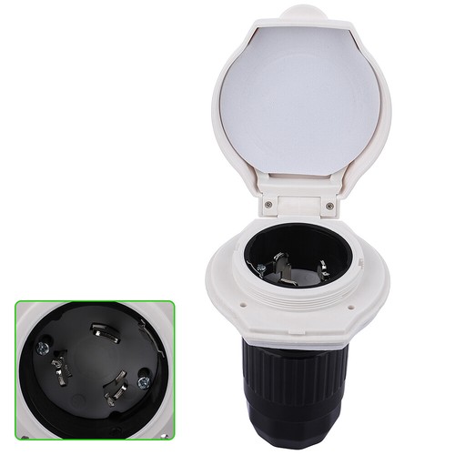50 amp 125v/250 Power Cord Twist Electrical Lock in White Boat RV Marine Inlet - Picture 2 of 24