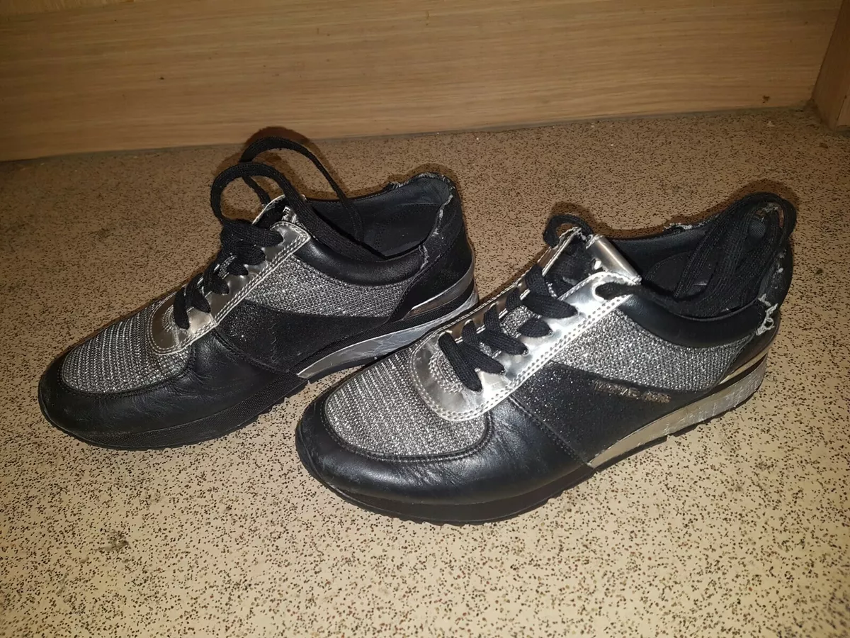 MICHAEL KORS WOMEN S BLACK SILVER TRAINERS 7M 37M