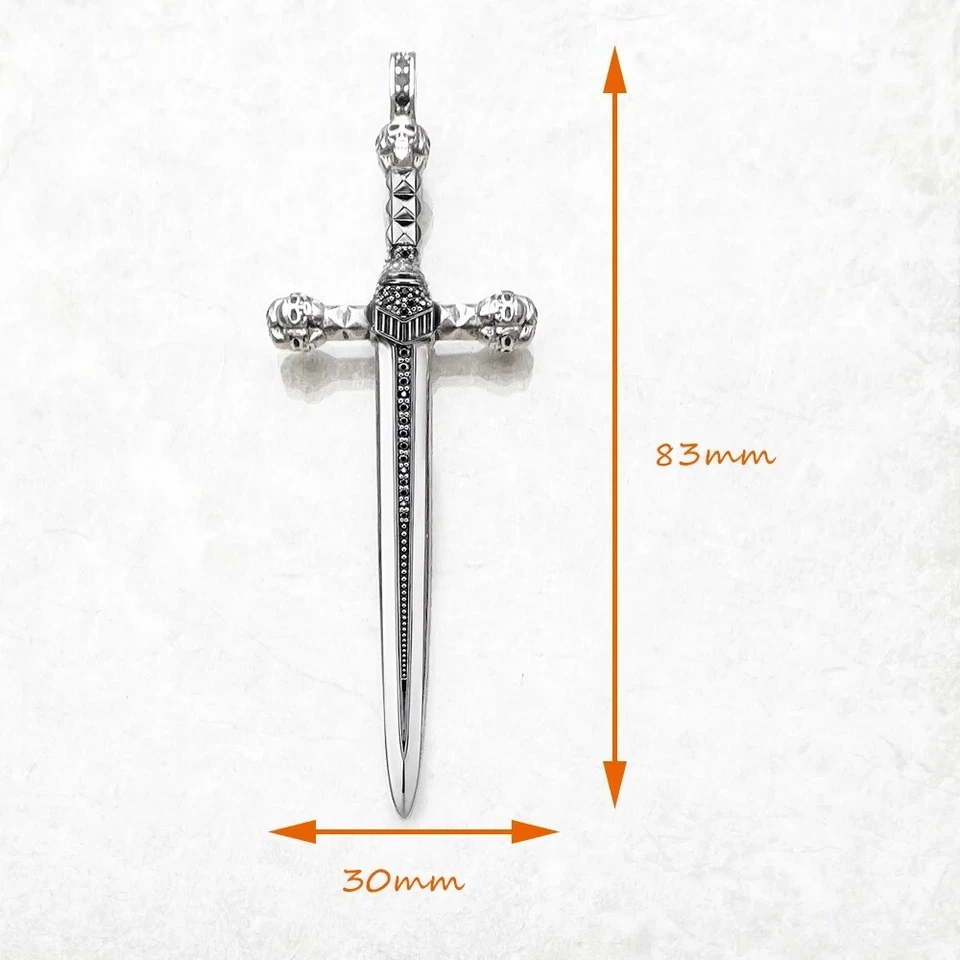 Colgante espada daga antigua realeza de plata de ley 925 Foto 2 de 4
