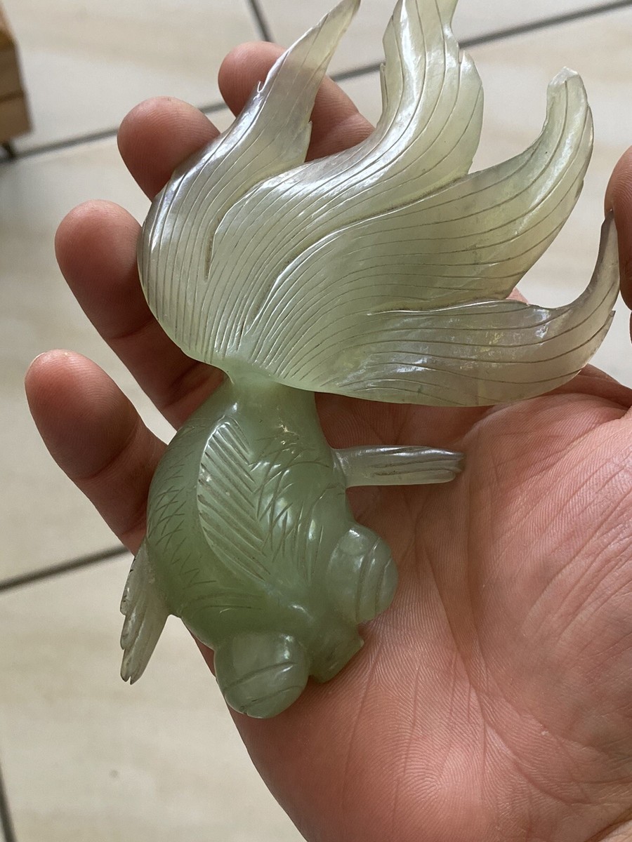 古董手工雕刻玉金鱼| eBay