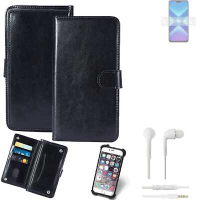 KUNSTLEDER HANDYTASCHE FÜR Huawei Honor 9x Lite + KOPFHÖRER SCHUTZ HÜLLE WALL