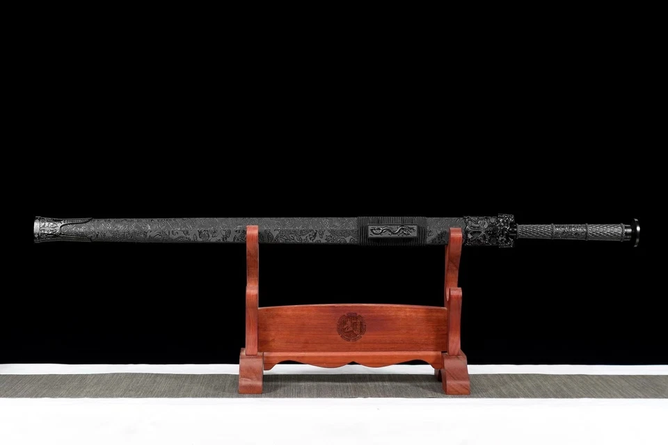 43'' Black Dragon Chinese Sword Straight Double Edge Han Dynasty Jian 1095 Steel - Image 3 of 4
