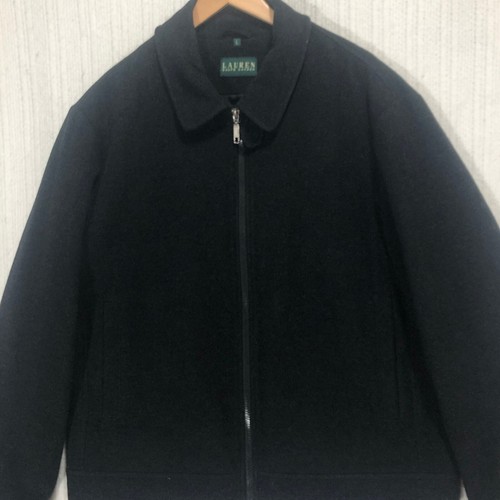 Lauren Ralph Lauren Wool Blend Jacket Full Zip Quilted Lined Black Men's Size L