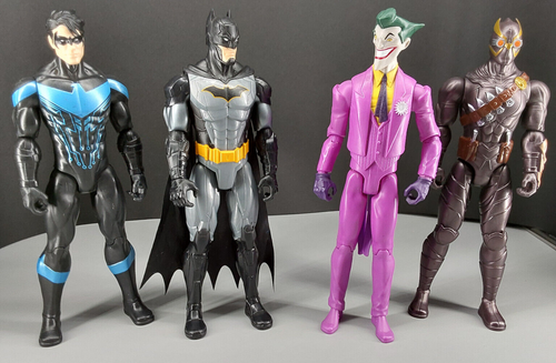 Lot of 4 12" DC Comics Action Figures Nightwing Batman Joker Talon