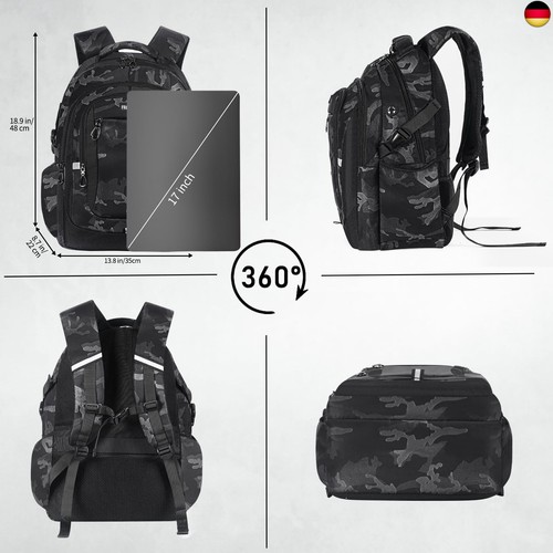 FRONET Schulrucksack Jungen Teenager Schule Rucksack Herren 17.3 Zoll Laptop, - Bild 5 von 7