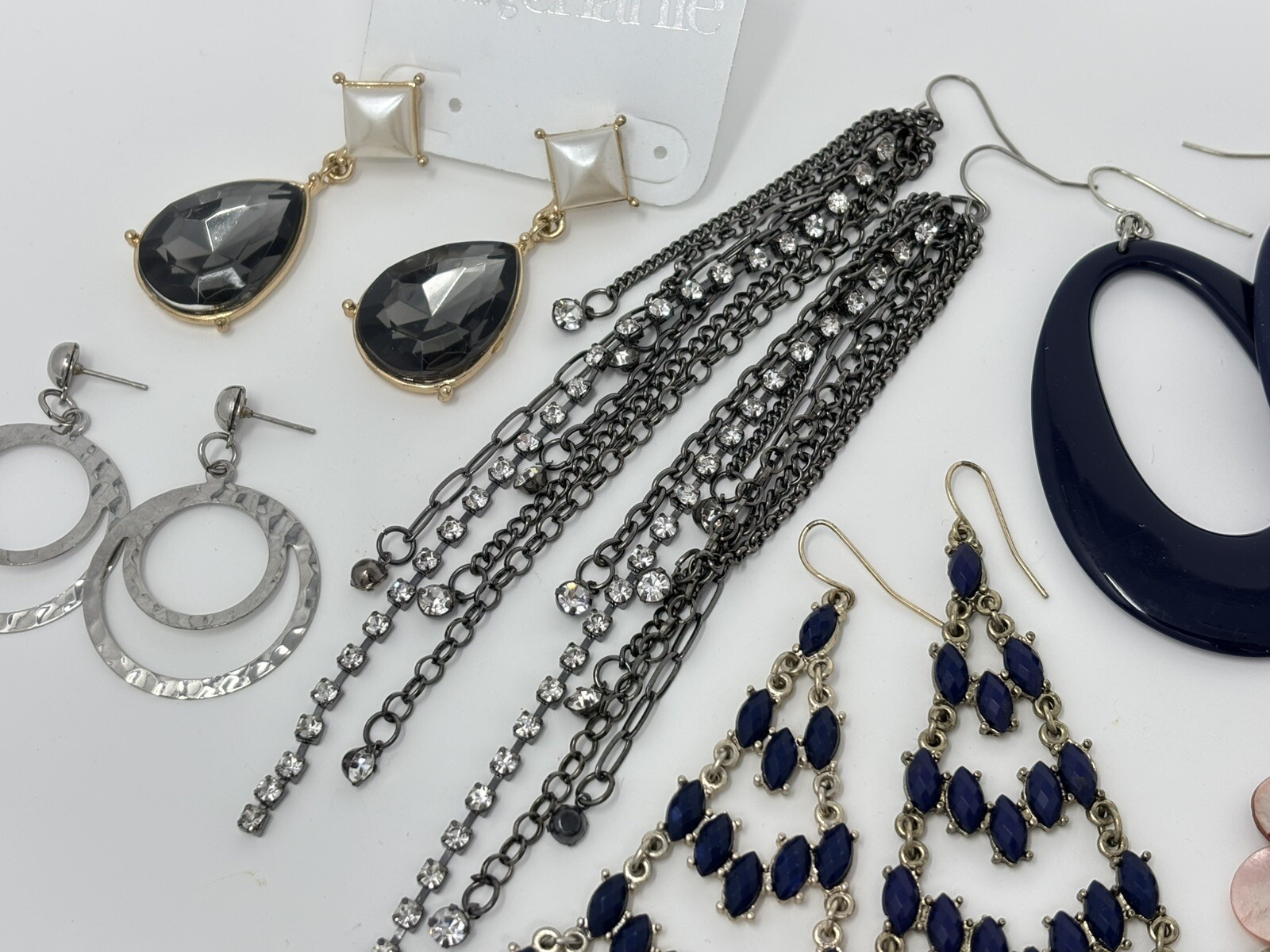 Dangle Statement Earring Lot (7 Pair) Hoop Tassel… - image 13