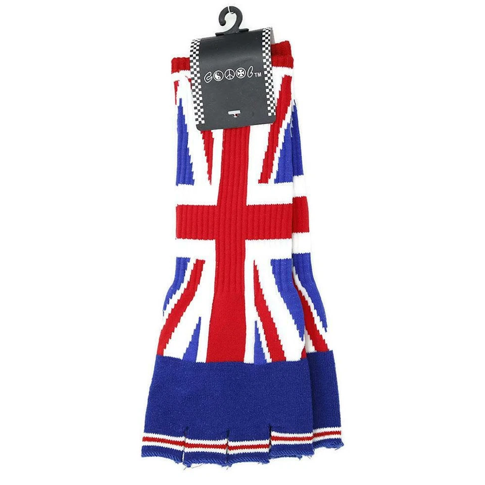 New Unisex Fingerless Union Jack Punk Rocker Gloves Arm Warmers UK Flag Britain - Image 3 of 3