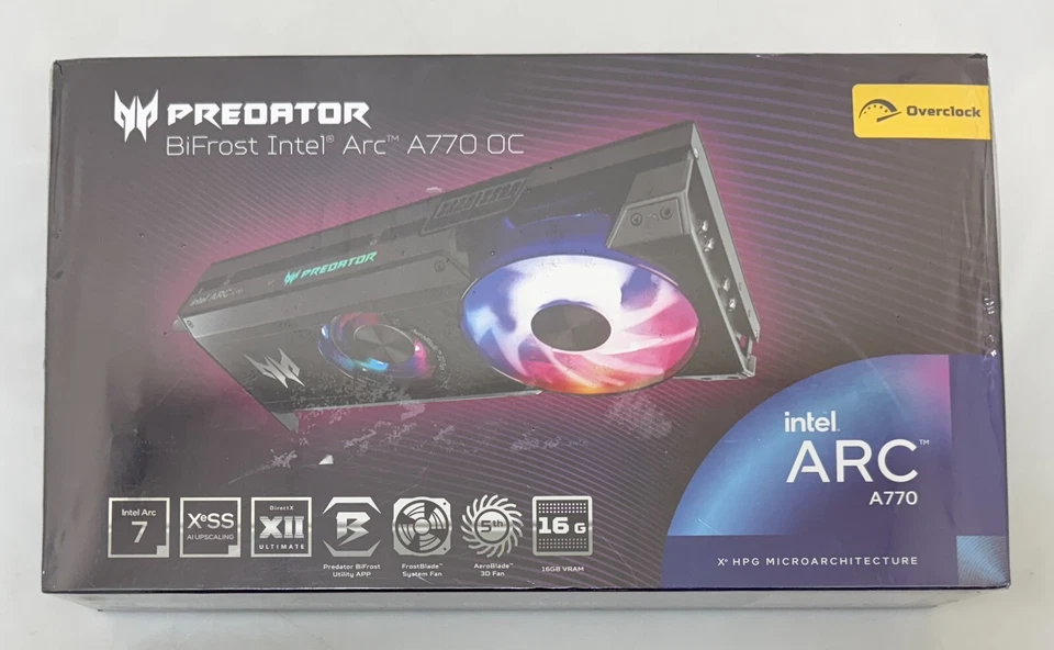 INTEL ARC A770 OC GPU ACER PREDATOR BIFROST GRAPHICS CARD 16GB GDDR6 PCIE NEW - Image 3 of 4