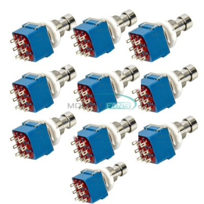 10 PK 9-pin 3PDT Guitar Effects Pedal Box Stomp Foot Metal Switch True Bypass