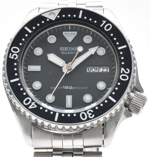 Vintage【Near Mint】 SEIKO Black 6458-6000 Diver's Quartz Men's Watch from JAPAN