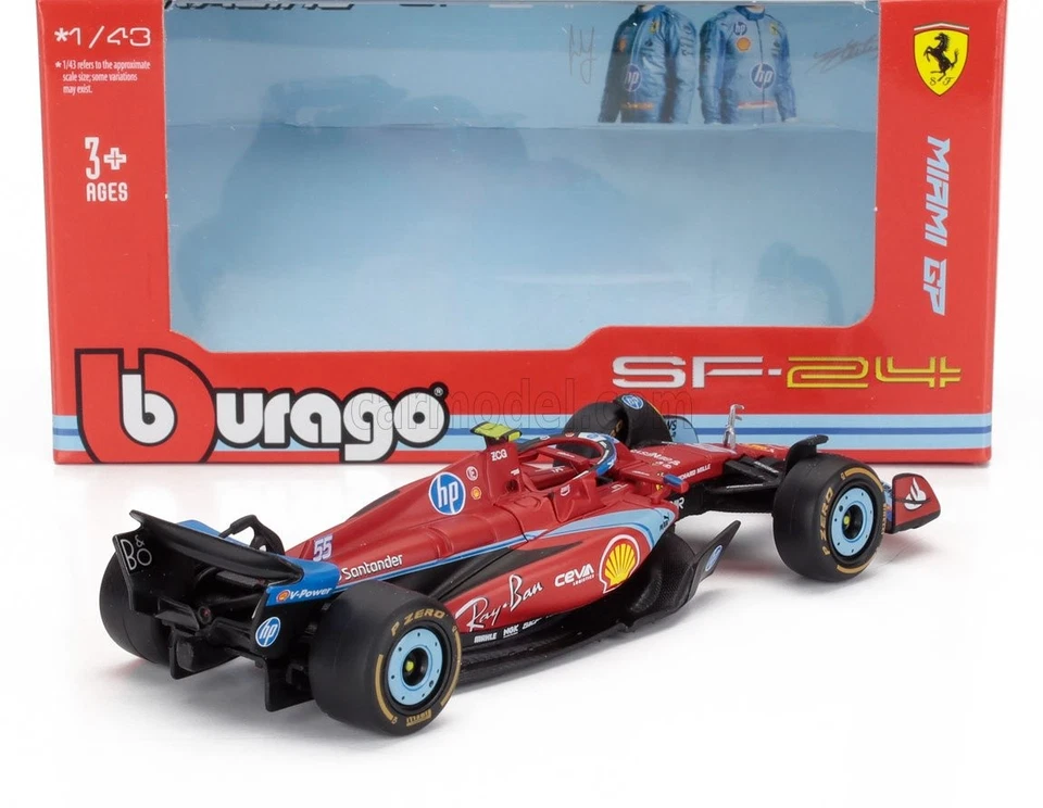MODELLINO AUTO STATICO BURAGO FERRARI F1 SF24 MIAMI GP 2024 SAINZ SCALA 1/43 - Immagine 2 di 4