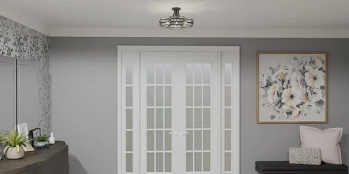 Quoizel QSF6209 Padilla 4 Light 17"W Semi-Flush Drum Ceiling - Nickel - Picture 3 of 5