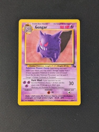 New Listing1999 Pokemon Fossil Gengar #20/62 Non-Holo Card, Near Mint/Mint (NM/MT)