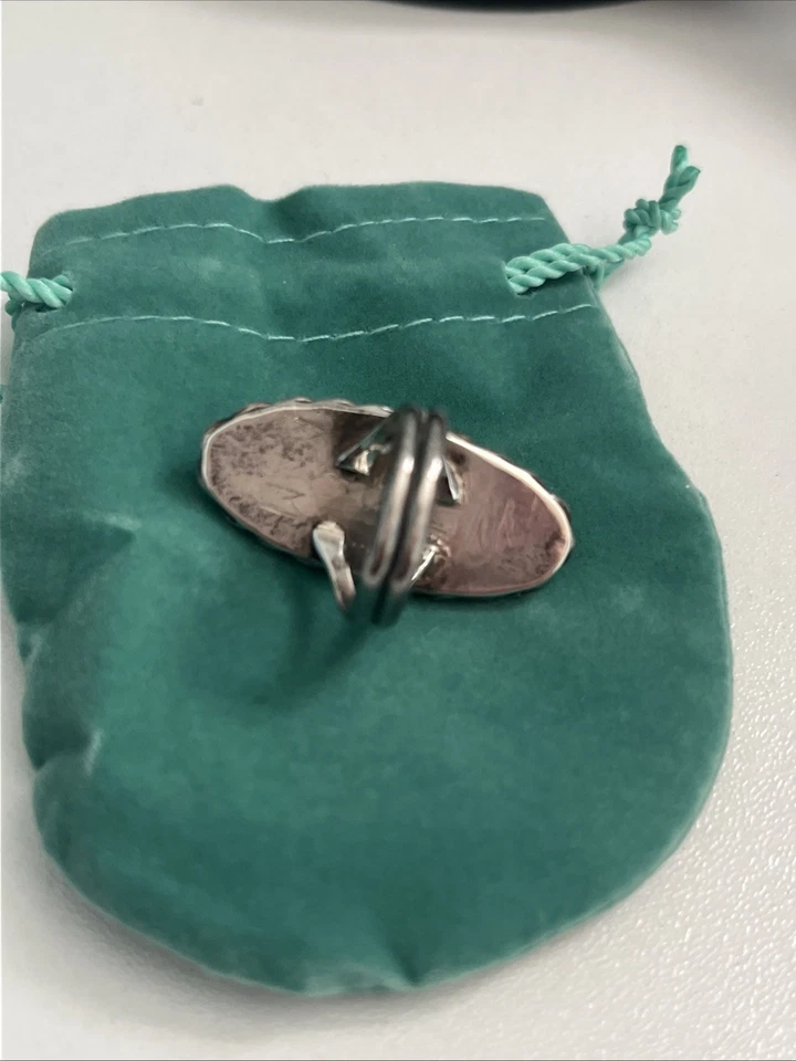 Anillo de plata de ley natural grande con forma ovalada de búfalo blanco talla 5 Foto 4 de 4