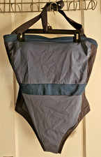 BODEN Santorini Halteneck wirefree lined swimsuit blue black US16-18R