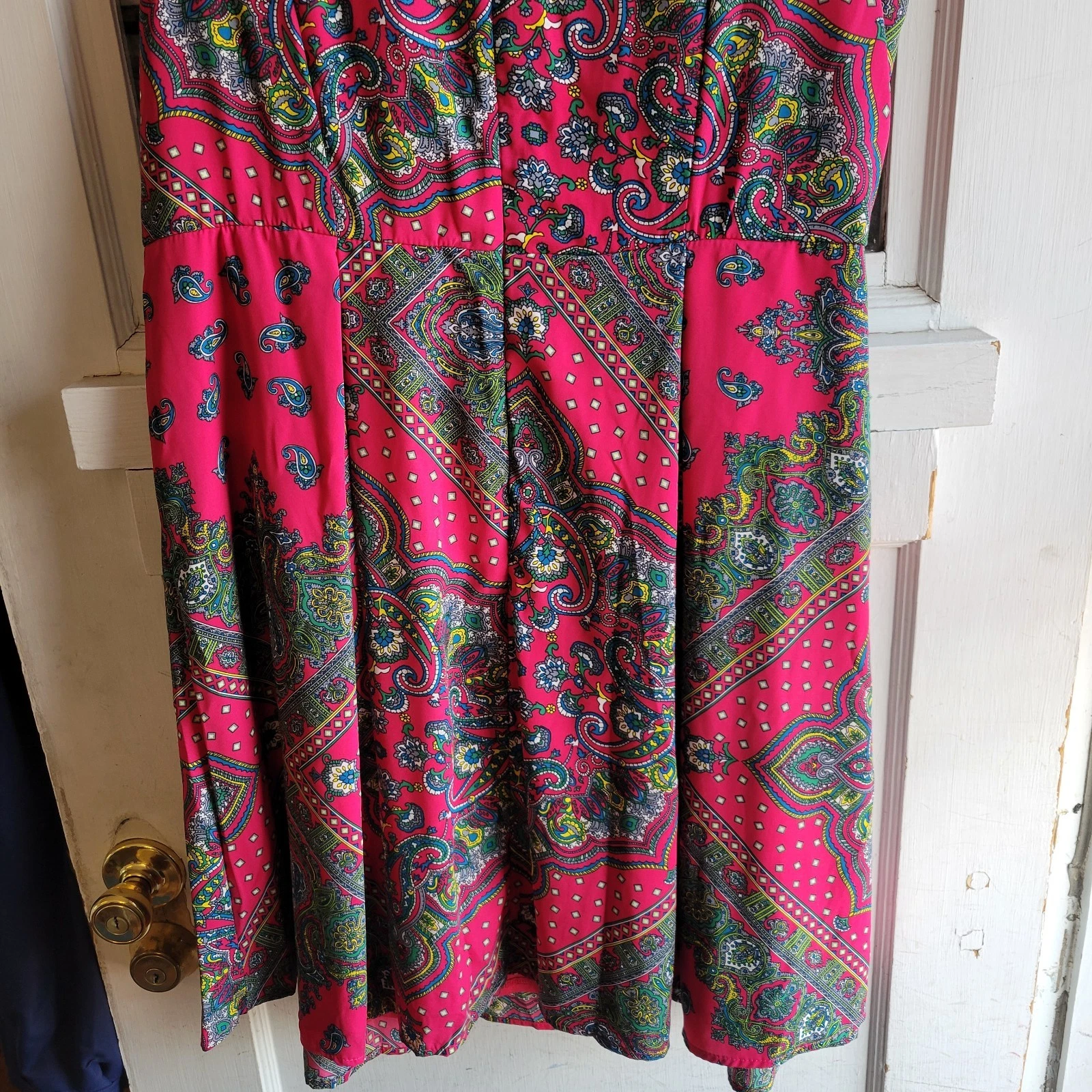 VETEMENTS Abito smanicato paisley multicolore rosa stella gialla donna taglie forti 2X