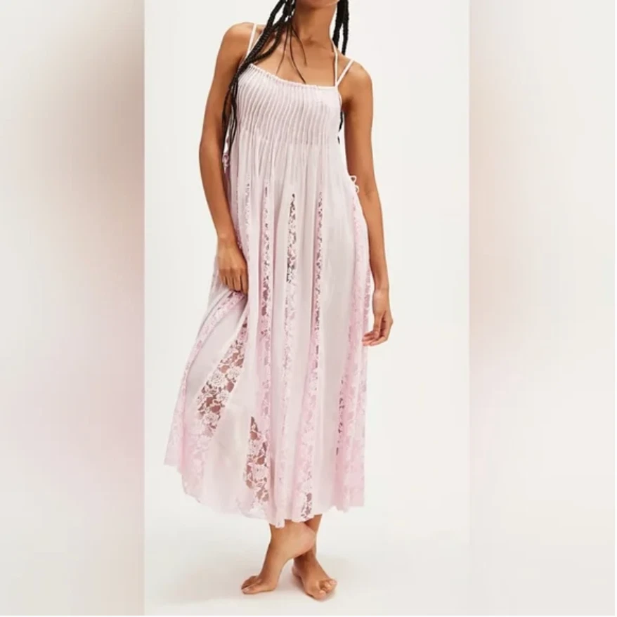 Vestido sin Mangas Free People Hailee Maxi Rosa Talla M Foto 2 de 4