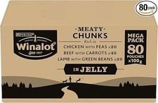 WINALOT Meaty Chunks Mixed in Jelly Wet Dog Food Pouches 80x100g 4.07 per kilo