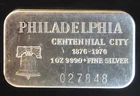 1976 Philadelphia Centennial City Bell Serial # Bullion-999 Silver 1 Oz Art Bar
