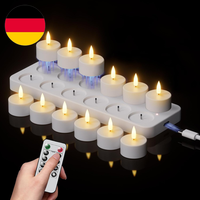 Eldnacele LED Teelichter Wiederaufladbar Mit Ladestation, Timer, 12Er Set | Teel