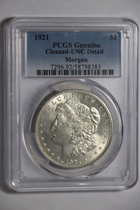 1921 Morgan Silver Dollar $1 PCGS UNC Details Cleaned, Nice Coin!