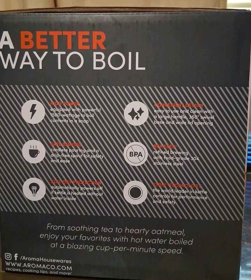 Hervidor eléctrico inalámbrico Aroma AWK-266SB 1 L - acero inoxidable Foto 3 de 4