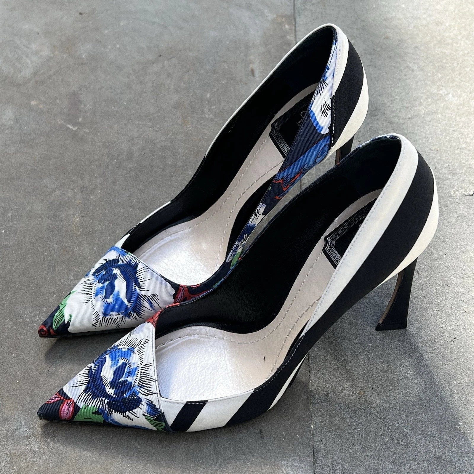 Chaussures Christian Dior femme 38 escarpins à talons hauts rayés floraux