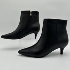 Easy Spirit Women’s Selaina Black Leather Ankle Booties Kitten Heel Zip Boot 9M