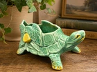 1950's Vintage McCoy Turtle Planter Green Pottery Figural Turtle Vase 8"