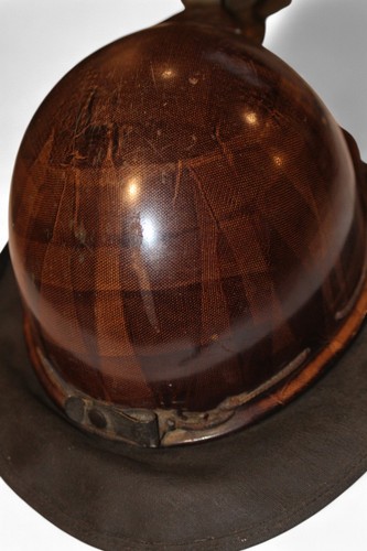 Antico casco industriale MSA Skullgard minatori ottone carburo lampada tappo minerario USA - Foto 4 di 13