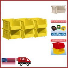 Durable Stackable Storage Bins for Garage and Pantry Organization Yellow 6-Pack